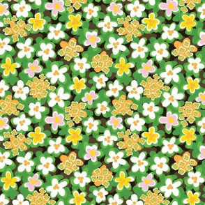 Vibrant Wildflower Botanical Pattern - Playful Modern Design in Green