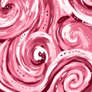 Pink painted riot swirls wallpaper scale