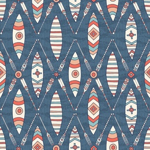 Lake Life Adventures - Canoe and Oars - Coastal Chic Collection - Coral and Blue - Admiral Blue BG