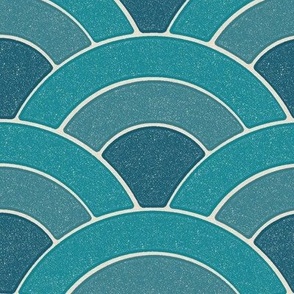 Teal Textured Scallop Pattern 