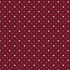 Multi Size White Dots on a Burgundy/Claret Background 