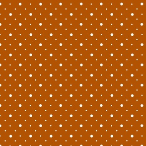 Multi Size White Dots on Dark Tangerine 