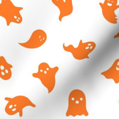 Singing Ghosts Halloween White and Orange Pattern