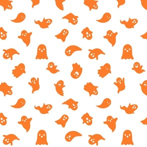 Singing Ghosts Halloween White and Orange Pattern