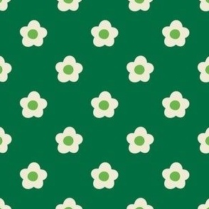 flowers - Green & off-white