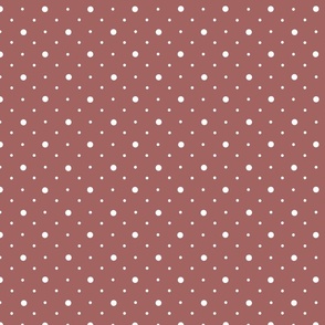 Multi size white dots on marsala red/purple