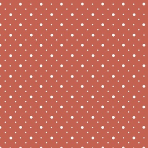 Multi size white dots on pink/red terracotta 