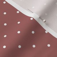 Mini white dots on marsala red/purple