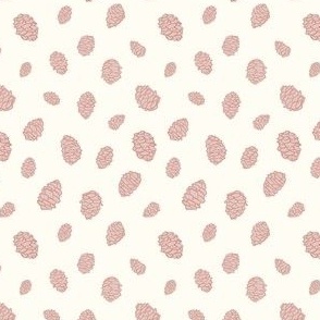 Pinecones - Pink on White