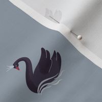 Black swans on cool grey blue background (small)