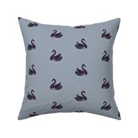 Black swans on cool grey blue background (small)