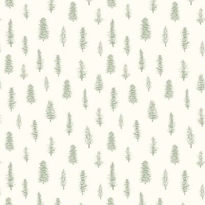 Snowy Pine - Green on White