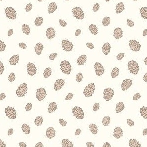 Pinecones - Tan on White