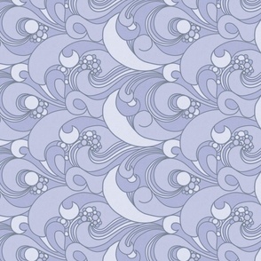 Art Nouveau Blue Wave Tea Towel