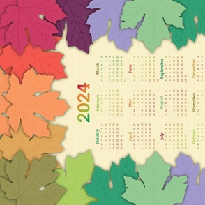 2024 Calendar Tea Towel or Wall Hanging - Light Background