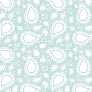 Small Scale Playful Paisley Bandana White on Sea Glass