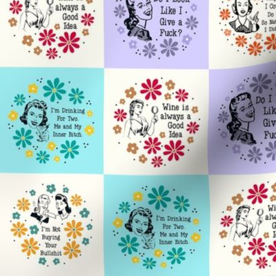 3x3 Sassy Ladies Panels for Peel and Stick Wallpaper Stickers or Labels