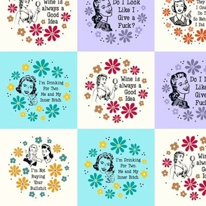 3x3 Sassy Ladies Panels for Peel and Stick Wallpaper Stickers or Labels