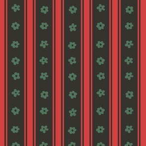 Classic Vintage Christmas Stripes Black Red and Green