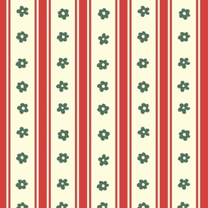 Classic Vintage Christmas Stripes Cream Red and Green