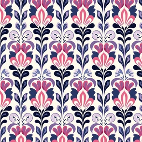 Retro Floral Delight in Vivid Pink and Purple Hues