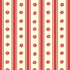 Classic Vintage Christmas Stripes Cream and Red