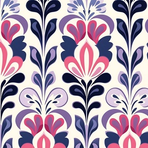 Jumbo Retro Floral Delight in Vivid Pink and Purple Hues
