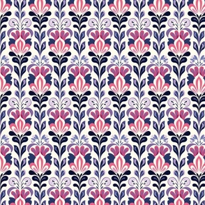 Small Retro Floral Delight in Vivid Pink and Purple Hues