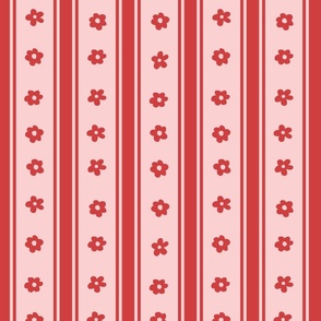 Classic Vintage Christmas Stripes Cream Pink and Red