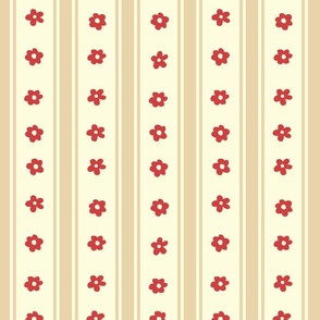 Classic Vintage Christmas Stripes Cream Red and Beige