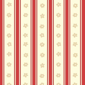 Classic Vintage Christmas Stripes Cream Beige and Red