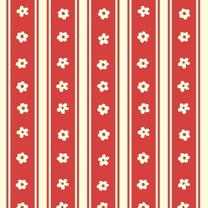 Classic Vintage Christmas Stripes Cream Red and Cream