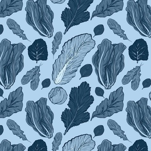 Leafy Greens Pattern - Blue