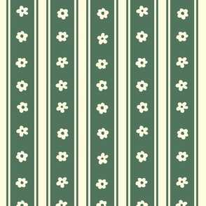 Classic Vintage Christmas Stripes Cream Green and Cream