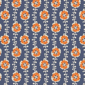 fantasy floral strings-blue and orange-small scale