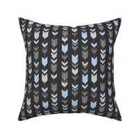 Half scale Arrow Feathers  - off black charcoal, grey, blue, silver