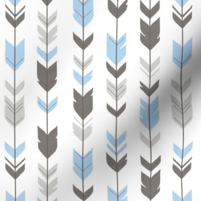 Half scale - Arrow Feathers  - white, charcoal, grey, blue, silver