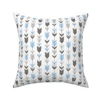 Half scale - Arrow Feathers  - white, charcoal, grey, blue, silver