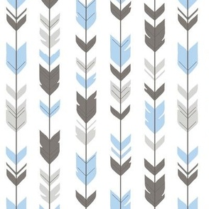 Half scale - Arrow Feathers  - white, charcoal, grey, blue, silver