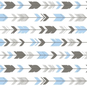 Arrow Feathers  - white, charcoal, grey, blue, silver - rotated