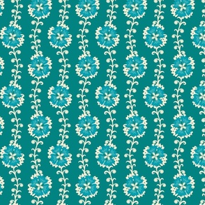 fantasy floral strings-peacock green and blue-small scale