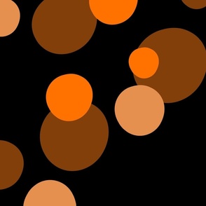 Large brown and orange polka dots on black