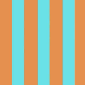 Broad 2.5" stripes - orange and light turquoise