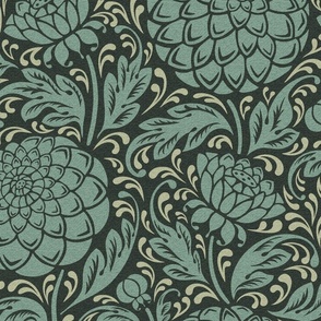 dahlia garden-arts and craft-granite green-large scale