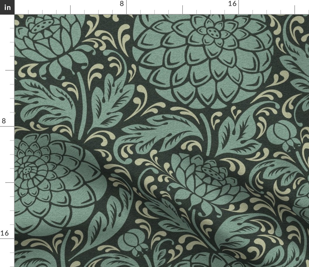 dahlia garden-arts and craft-granite green-large scale