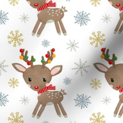 Christmas Deer Snowflakes Festive Holiday