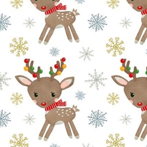 Christmas Deer Snowflakes Festive Holiday