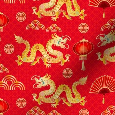 Chinese Dragon Year red gold