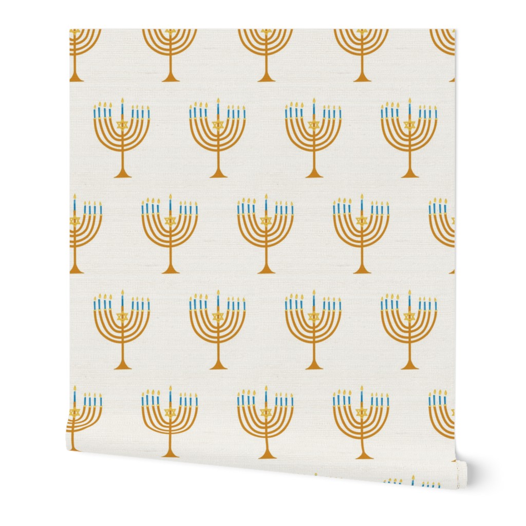 Hanukkah Menorah White: Happy Hanukkah Collection, Menorah, Star of David, Jewish Festival of Lights - L