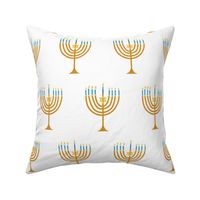 Hanukkah Menorah White: Happy Hanukkah Collection, Menorah, Star of David, Jewish Festival of Lights - L